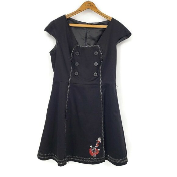 Living Dead Souls Black Sailor Dress Womens XXL Nautical Anchor Tattoo - Picture 1 of 6